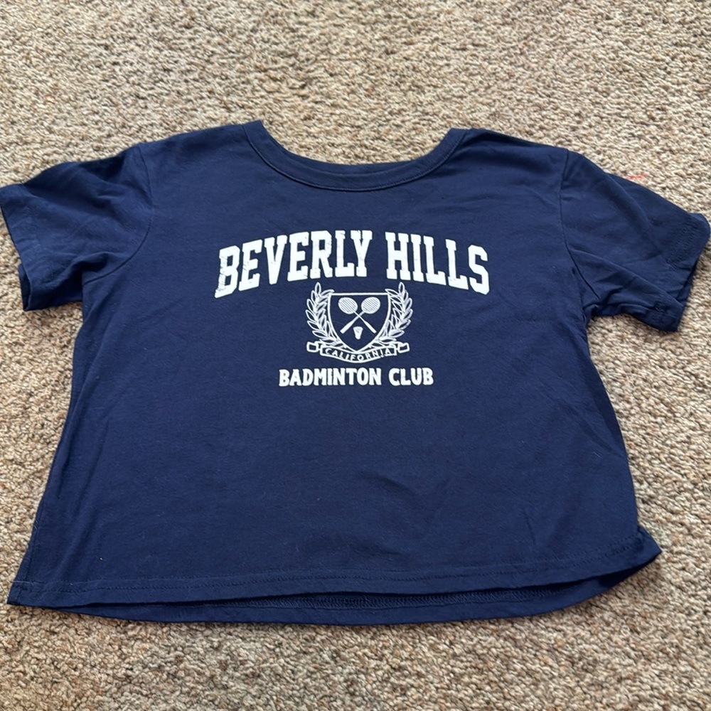 Cropped kids, distressed Beverly Hills tee.